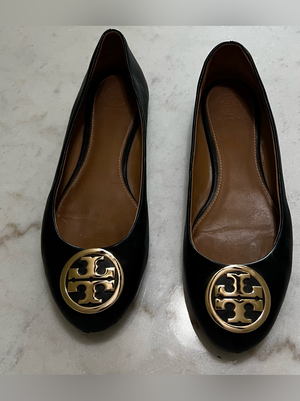 Tory Burch Black Leather Benton 50 MM Pumps Women's Size 7.5 Small Scuff On Toe